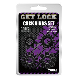 Get Lock Lot de 4 Cockrings souples Ring Stars Noirs